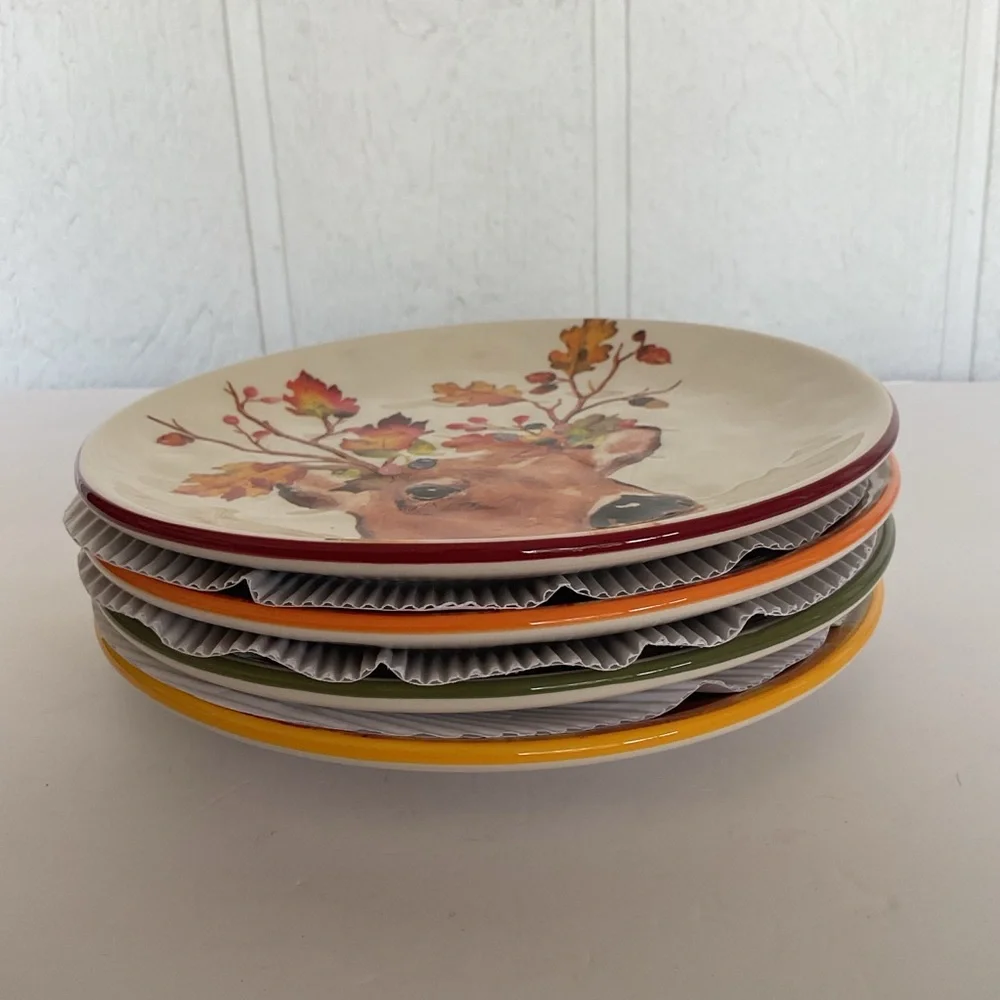 Pier 1 Harvest Garden Critters Salad Plates set of four NWT